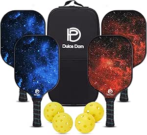 Conjunto de 1 | 2 | 4, fibra de vidro aprovada pela USAPA | Conjunto de pickleball de fibra de carbono com raquetes de bola de pickle, bolas e bolsa de pickleball, conjunto de remo leve para homens e