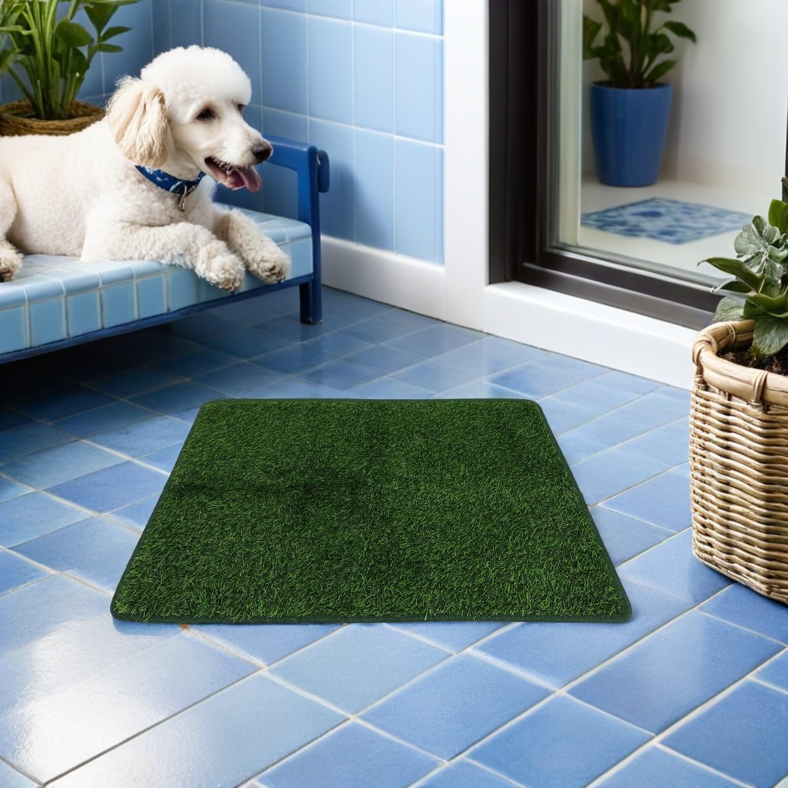 Tappetino Prato Artificiale per Cani 2 Pezzi, Verde Pe Tpr