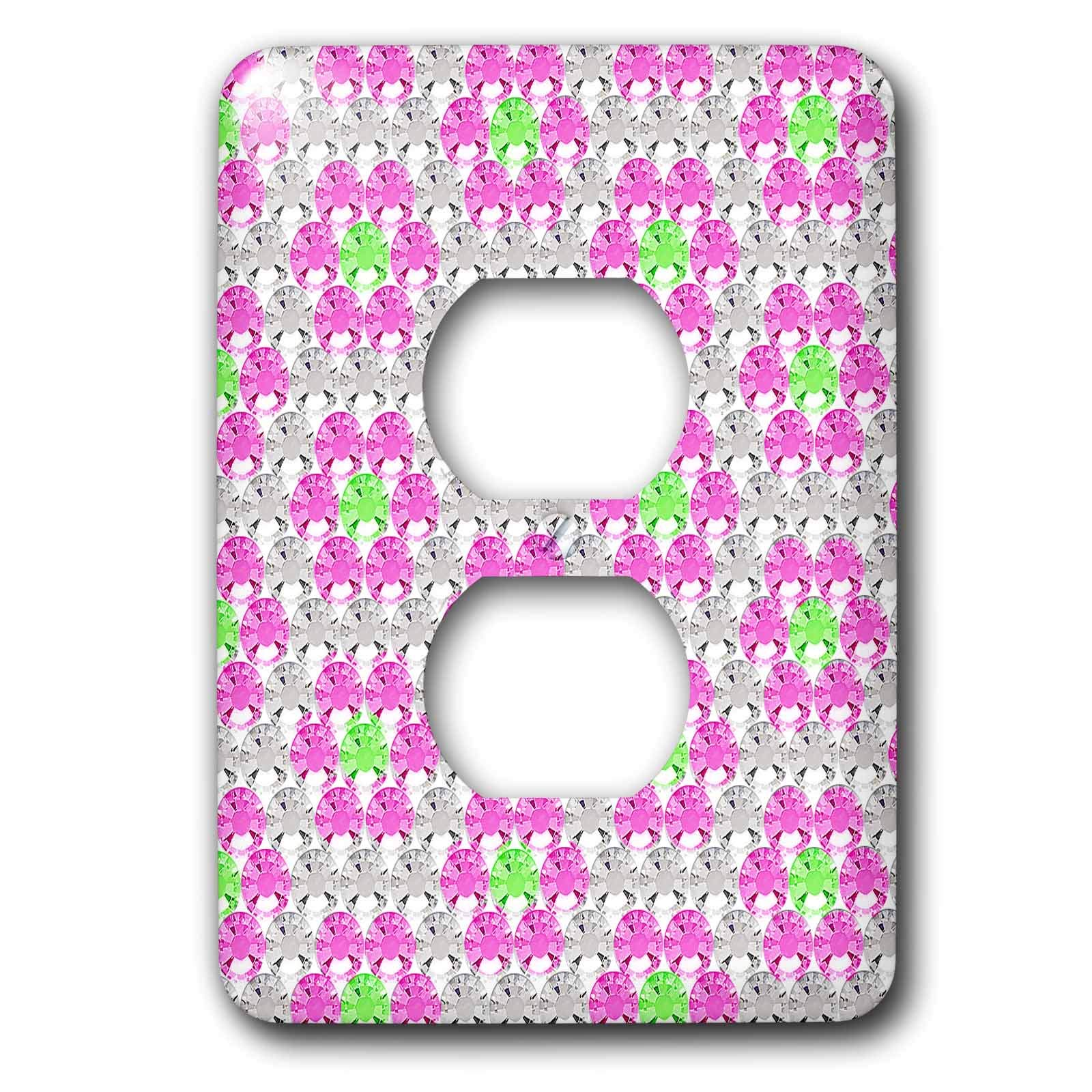 Cache-prises avec strass rose/vert 3dRose lsp_24653_6, plaque murale décorative