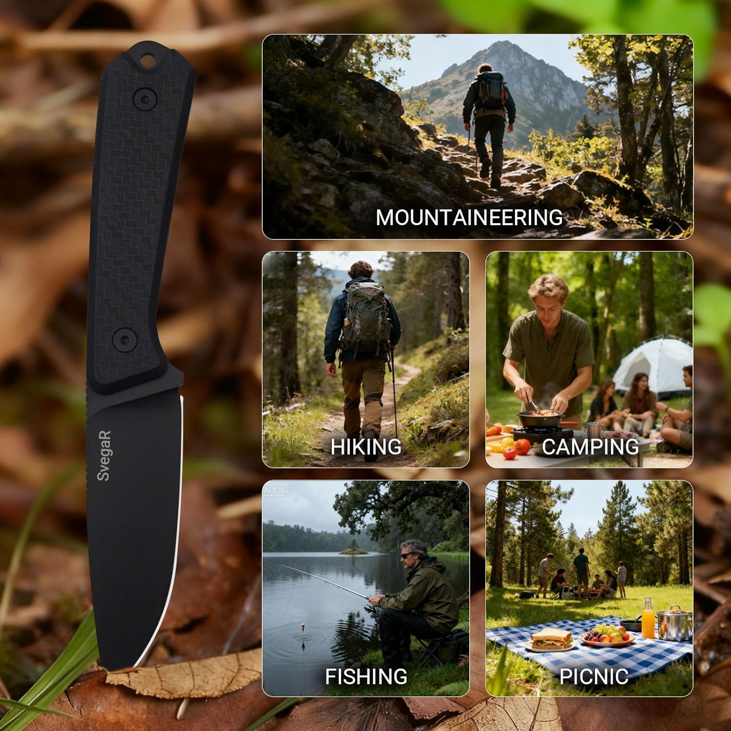 Small Fixed Blade Knife, 3.5" D2 Steel Blade with Sheath, Compact Fixed Blade Knife, Suitable for Outdoor Camping, Hunting, and Survival, Green