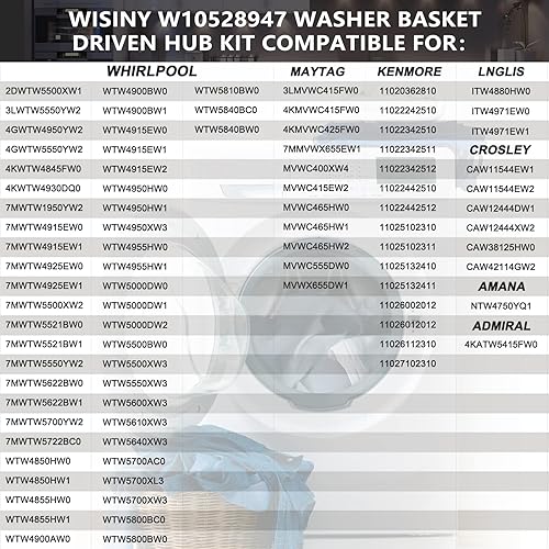 Miniatura 6 de WISINY W10528947 Kit de cubo de accionamiento de cesta de arandela compatible con Maytag Whirlpool Kenmore arandelas pieza de repuesto reemplazar