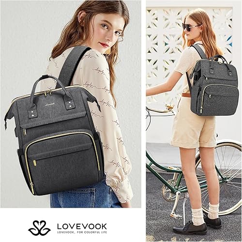 Miniatura 6 de LOVEVOOK Mochila para laptop para mujer, mochila profesional de 17 pulgadas para mujer, mochila de viaje para computadora, laptop, mochila para