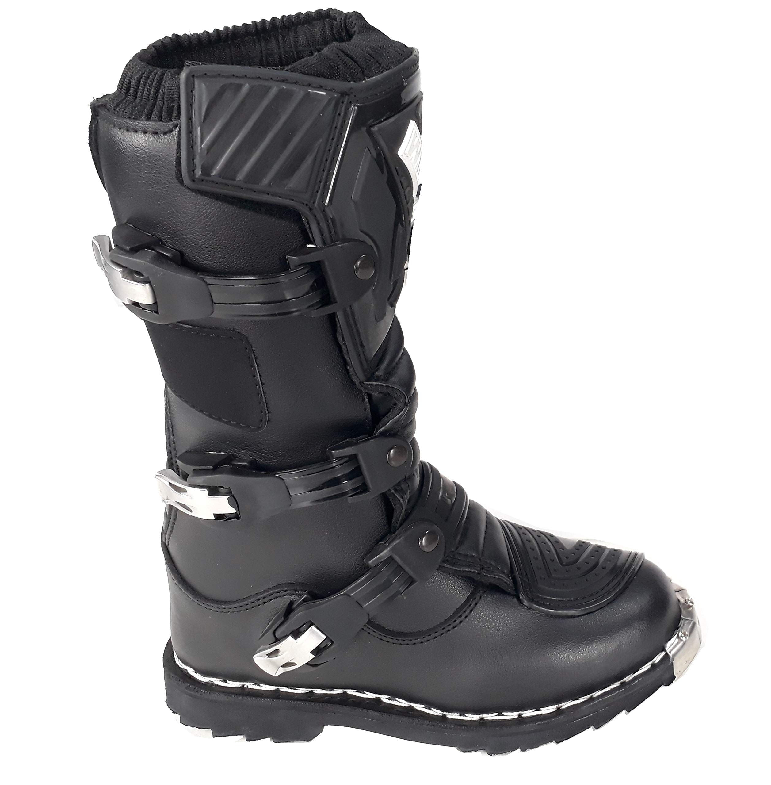 WinNet Stivaletti da Bambino per Mini Moto Cross Quad BMX Off-Road con Protezioni
