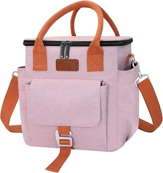 Joymee Insulated Lunch Box for Women Adjustable Shoulder Strap Lunch Bag - Pink