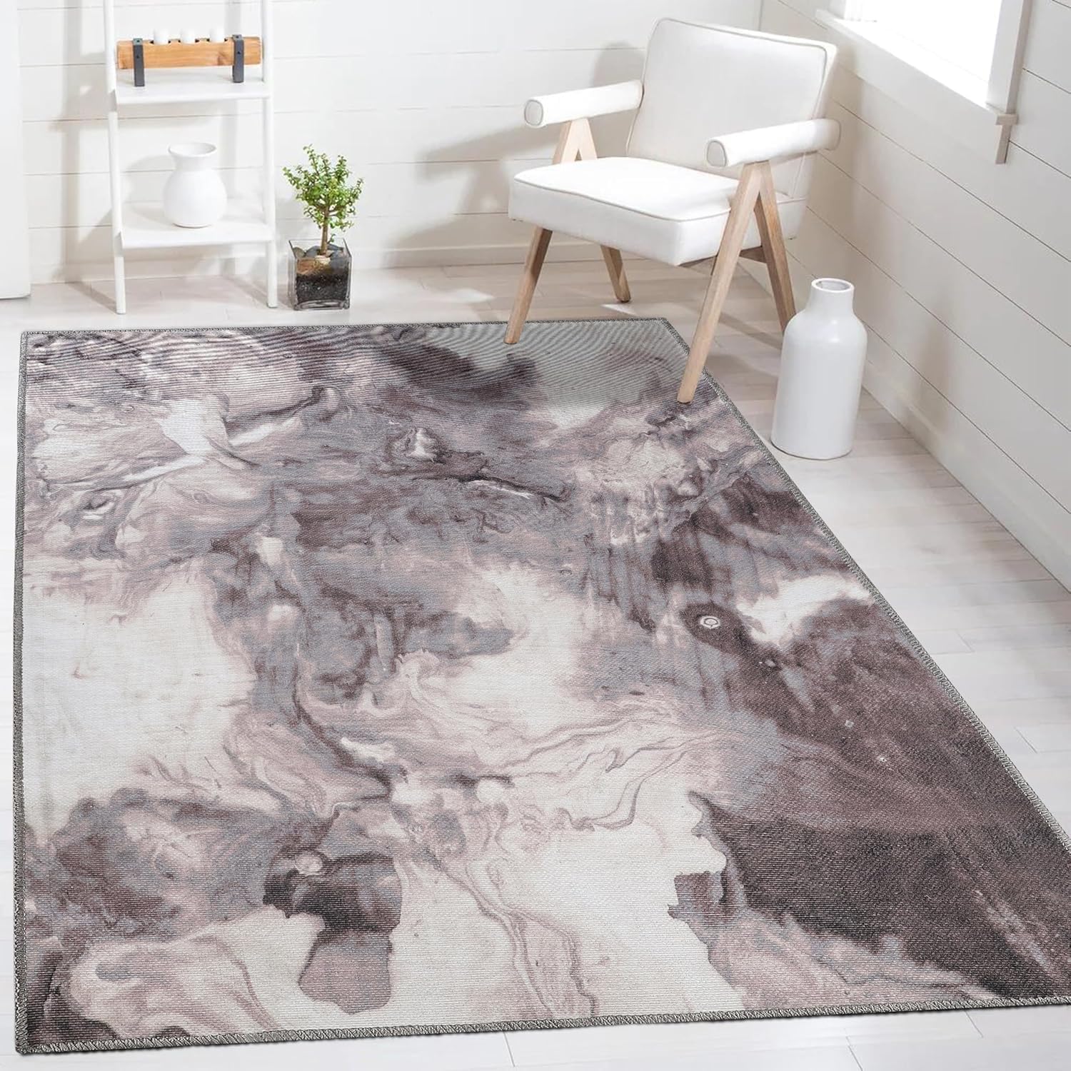 Tapis marbre abstrait haut de gamme avec envers coton pour chambre