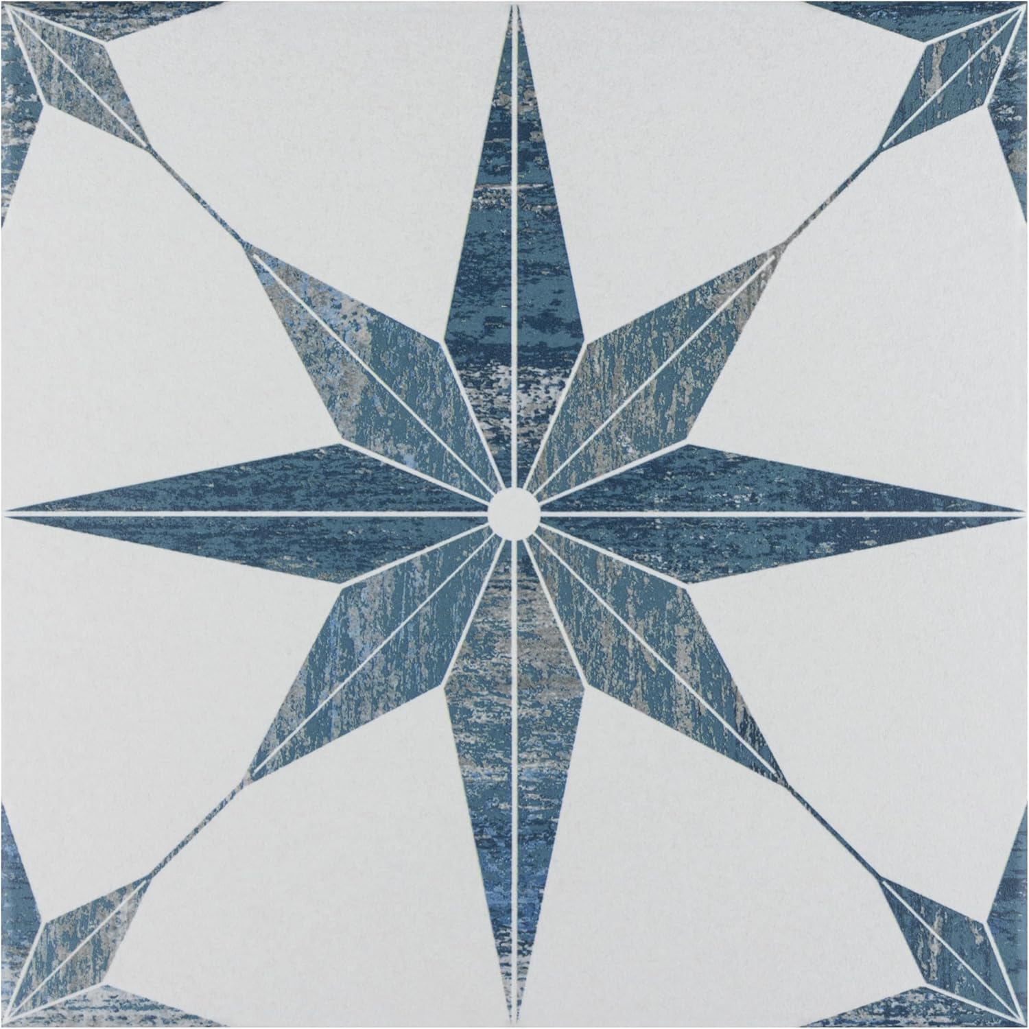 Cassis Stella Blue Porcelain Patterned Wall and Floor Tile