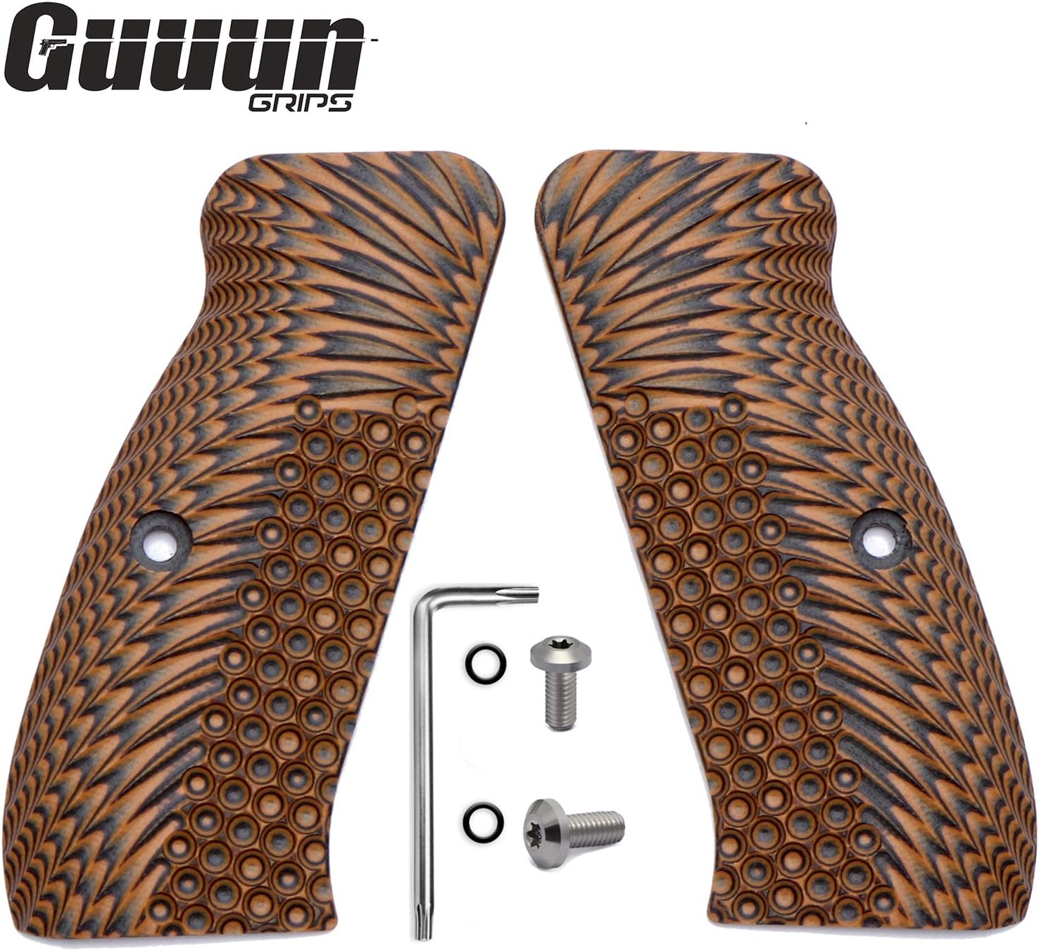 Guuun G10 CZ Grips for Full Size CZ 75 SP-01 OPS Eagle Wing Texture