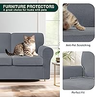 Vista 463 de CHUN YI - Funda elástica para sofá (7 piezas), funda para sofá de 3 plazas con tres respaldos y cojines separados con banda elástica, tela jacquard