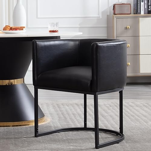 Miniatura 79 de Silla de comedor tapizada, moderna silla lateral de barril, sillas de comedor tapizadas, cómoda silla auxiliar de cocina para sala de estar, color