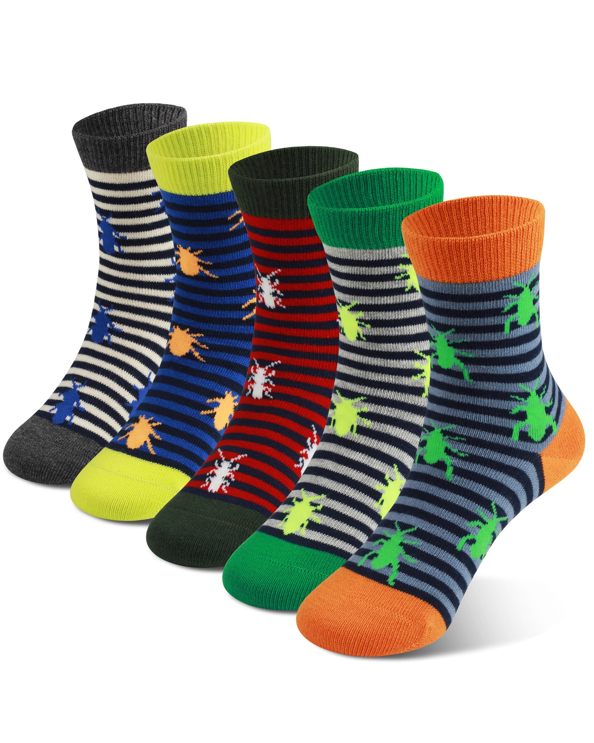 COTTON DAY Kids Boys Crew Dress Socks Bright Colorful Pattern Graphic Print