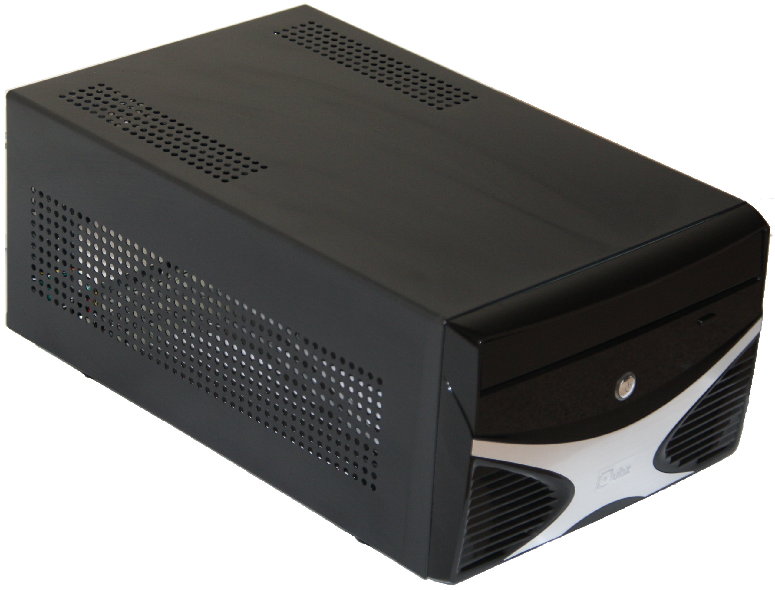 Qubz Mini Gamer ITX PC Case. This very small PC case can accommodate a full size ATX power supply, a 3.5" HDD, a 5.25" Optical drive, an ITX motherboard and a dual slot Graphics card making it ideal for a mini gaming PC