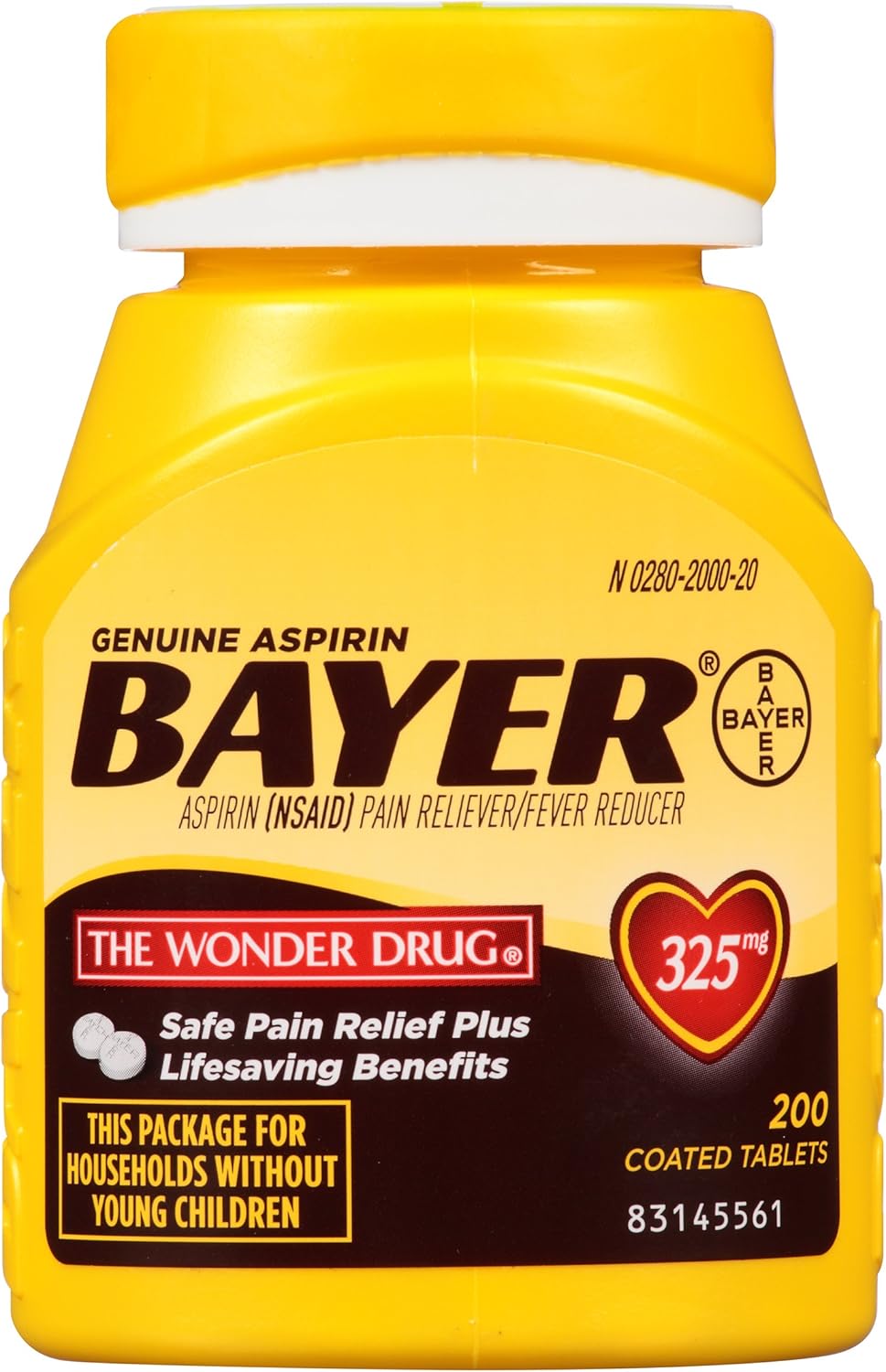 Genuine Bayer Aspirin 325mg Coated Tablets, Pain Reliever