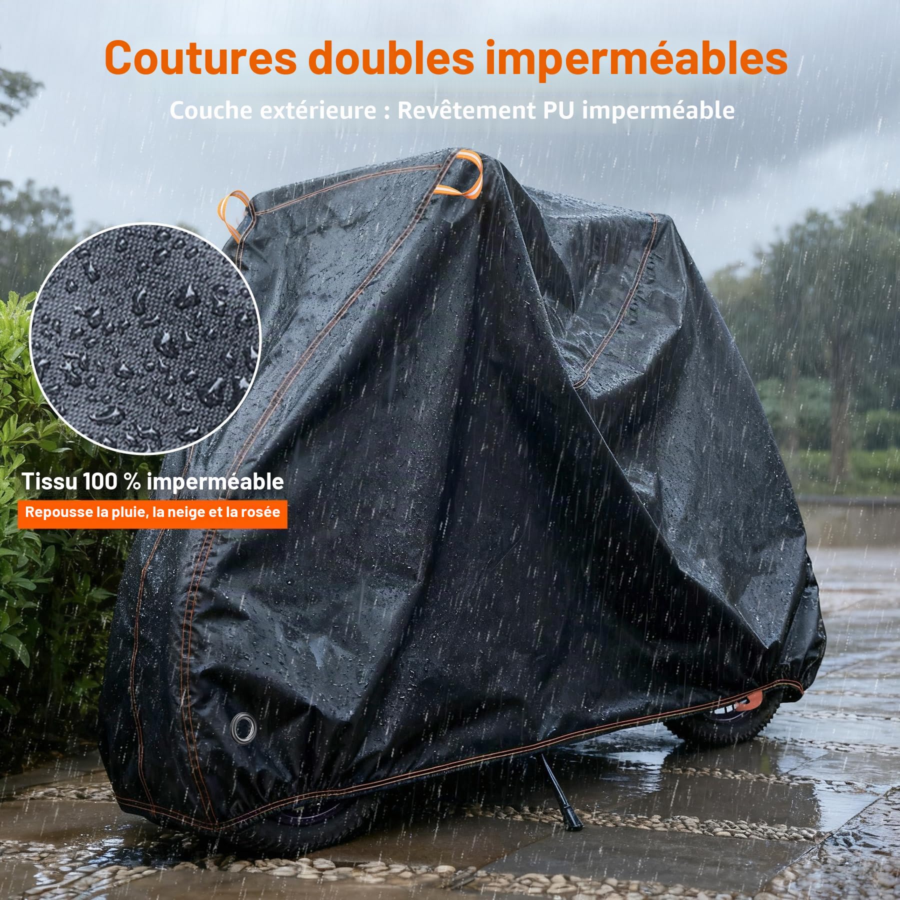 Housse De Vélo Imperméable, Housse Velo Exterieur Protection Bâche Oxford 500D Avec Trou De Verrouillage & Sac, pour VTT Et Vélo De Route, Garage à Bache Vélos Extérieur, Grand-210x110x100cm