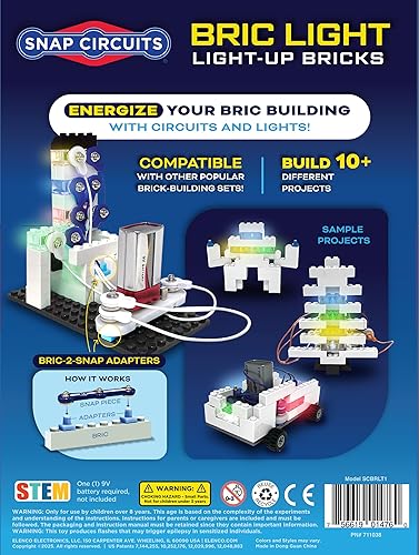 Miniatura 2 de Snap Circuits BRIC Light, Ladrillos de Construcción y Kit de Circuitos Eléctricos para Niños, Juguete Educativo STEM para Niños de 8 años en