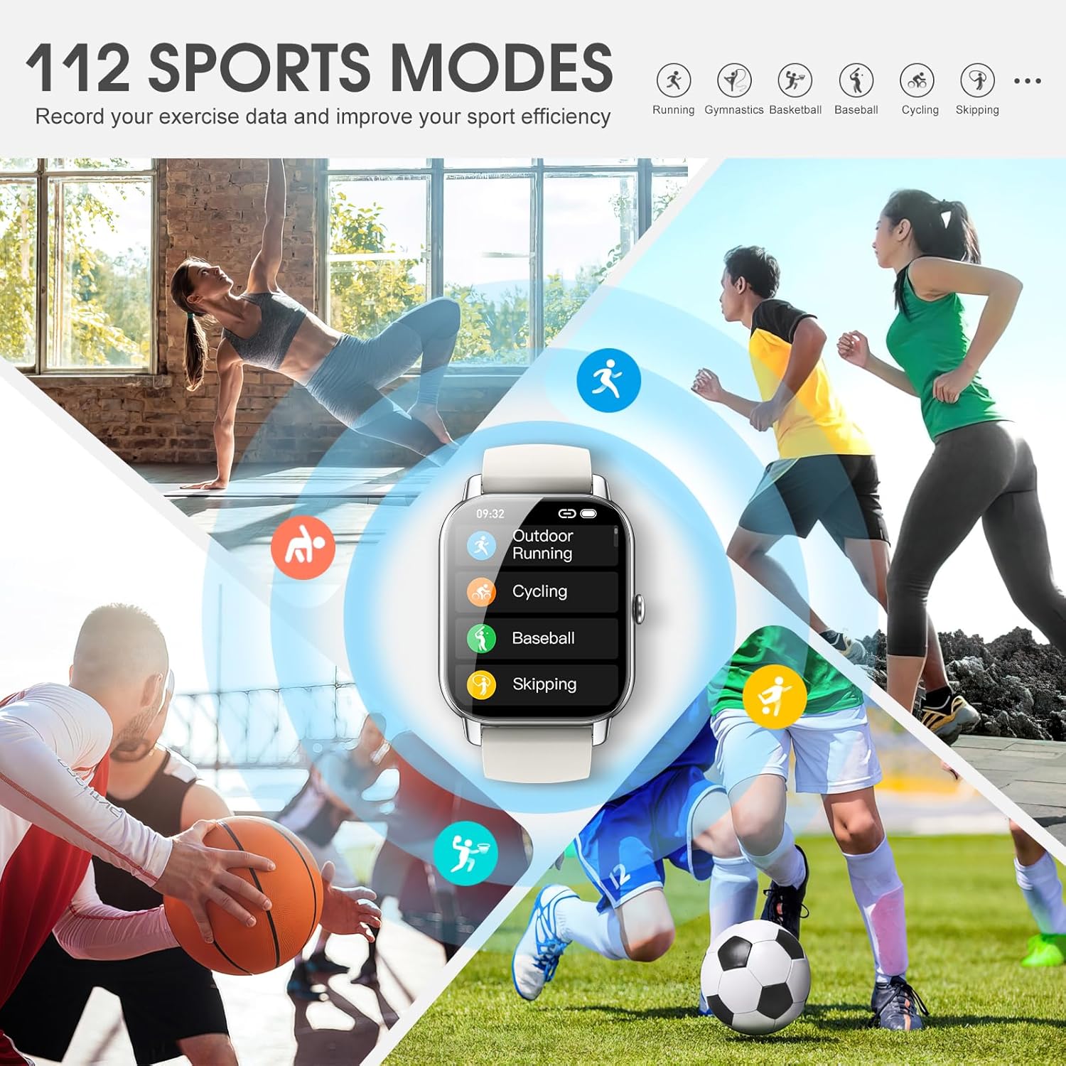 Ddidbi Smartwatch Uomo Donna, Effettua/Rispondi alle Chiamate, 1.85 Orologio Smartwatch, 2 Cinturini Contapassi Cardiofrequenzimetro, 112 Modalità Sportive IP68 Smart watch per Android iOS(Bianco) Ddidbi Smartwatch Uomo Donna, Effettua/Rispondi alle Chiamate, 1.85 Orologio Smartwatch, 2 Cinturini Contapassi Cardiofrequenzimetro, 112 Modalità Sportive IP68 Smart watch per Android iOS(Bianco)