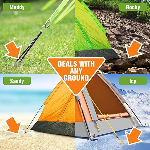 Miniatura 3 de Sharp - Estacas de acero galvanizadas resistentes de 12 pulgadas para tienda, para arena, campamento, boda, montañas