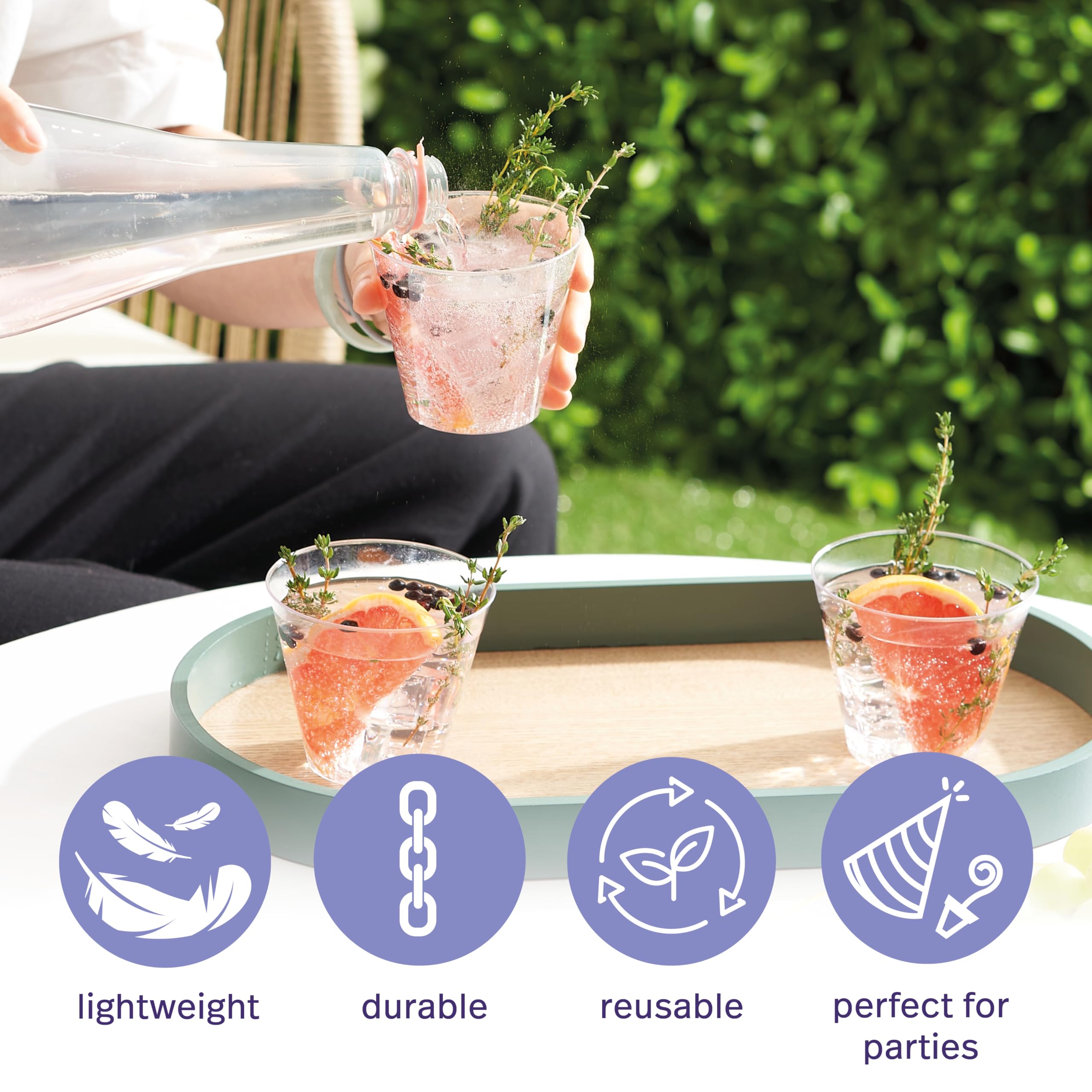 MATANA 30 Clear Hard Plastic Cups, Tumblers for Cocktails Champagne, Wine & Desserts (255ml / 9oz), Weddings, Birthdays - Image 4