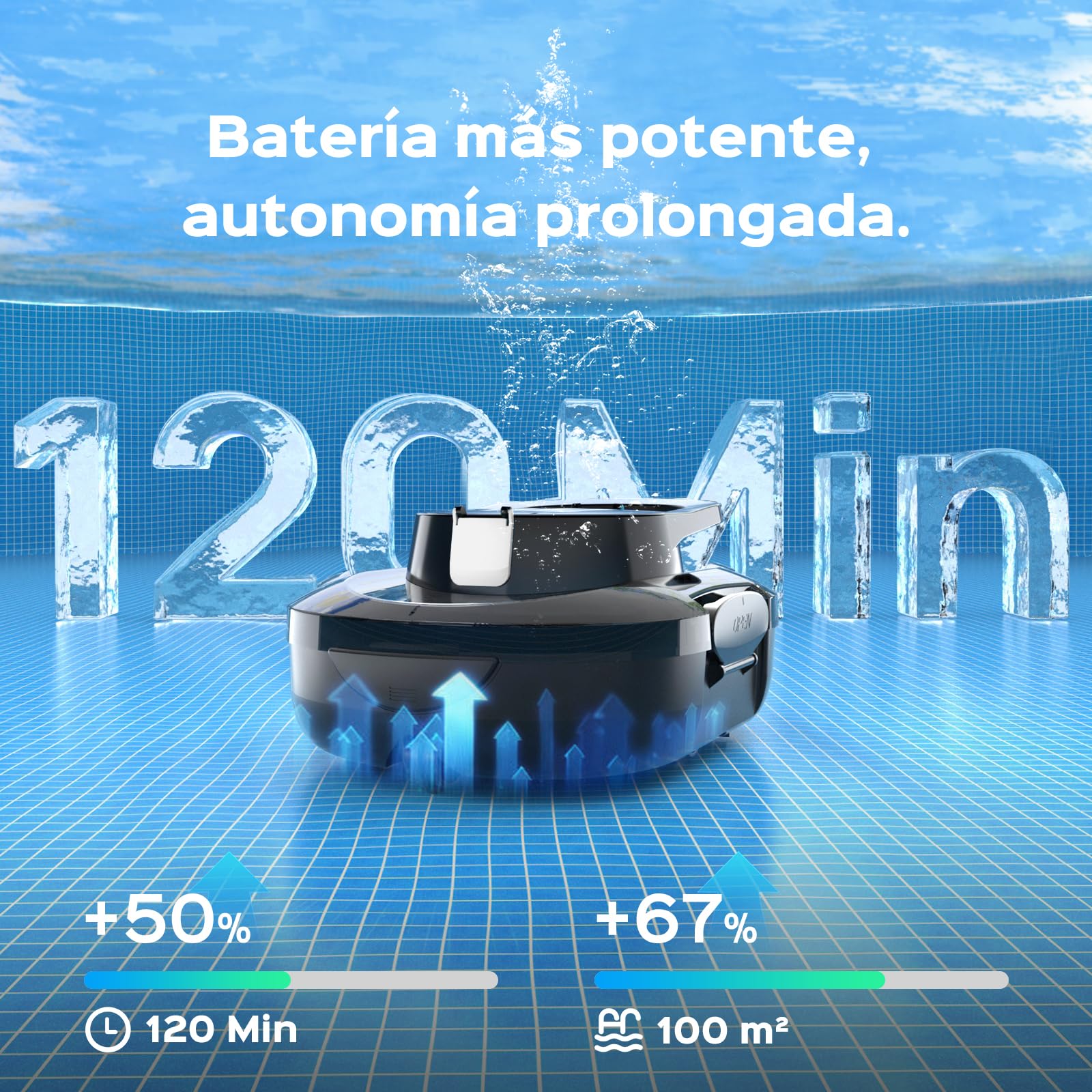 (2026 Upgrade) S1PRO Robot Piscina, 120 Min de Limpieza, Doble Motor Robot Limpiafondos Piscina Sin Cable, Carga en 2.5h, Autoaparcable, para Piscinas de Fondo Plano 100 m², Blanco-Negro