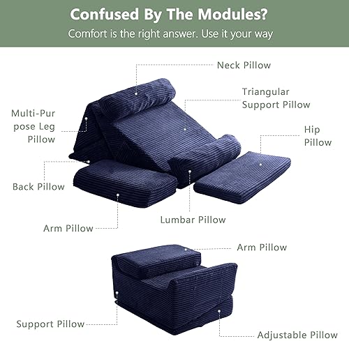 Miniatura 6 de HIGOGOGO Juego de 10 almohadas ortopédicas de cuña para cama, posicionadores corporales de espuma suave ajustables para recuperación después