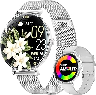 SIEMORL Womenâ€™s Smartwatch â€“ Ultraâ€‘Thin Luxury Design with 1.43â€³ AMOLED, Bluetooth Calling,121 Sports Modes, Period & Sleep Tracker, IP68 Waterproof, 7â€‘Day Battery, Mesh & Silicone Straps