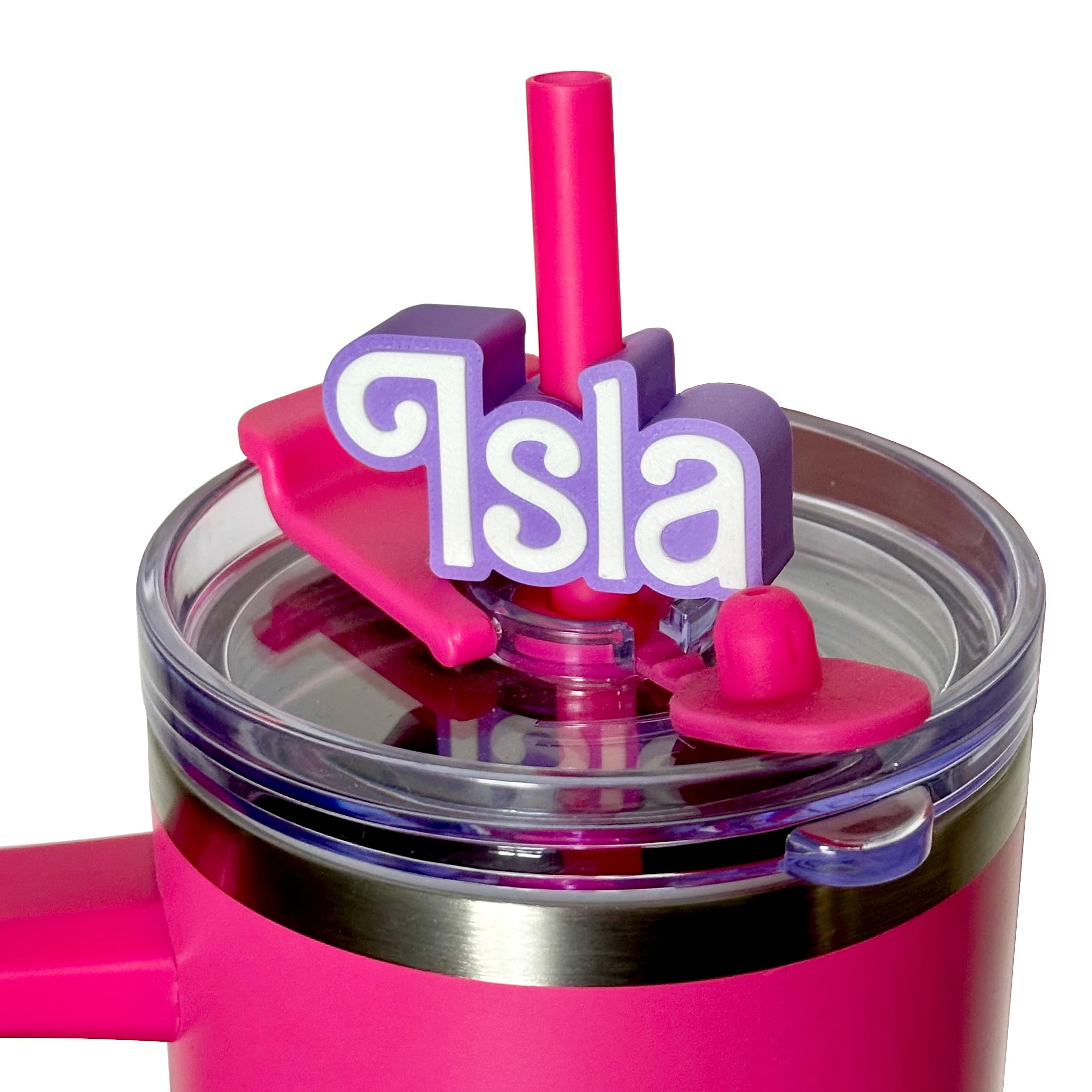 WowLondon Personalised Tumbler Straw Charm - 3D Printed - Straw Accessory - Cup Charm - Girly Name Tag - Topper - PLA Plastic