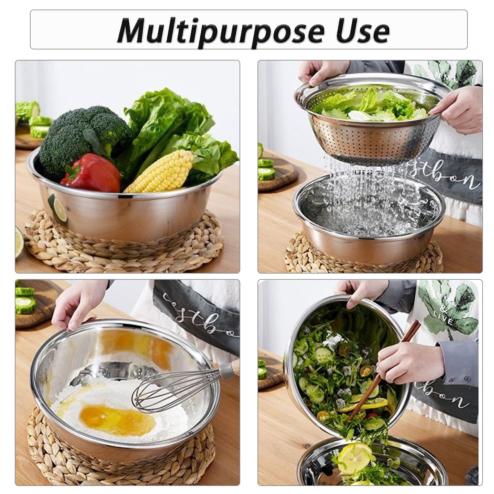 Germany Multifunctional Stainless Steel Basin, 3-in-1 Stainless Steel Basin Set, Multifunctional Bowl with Grater, Strainer Drainage for Chopping Washing Shredding Kitchen Use (11.02in)
