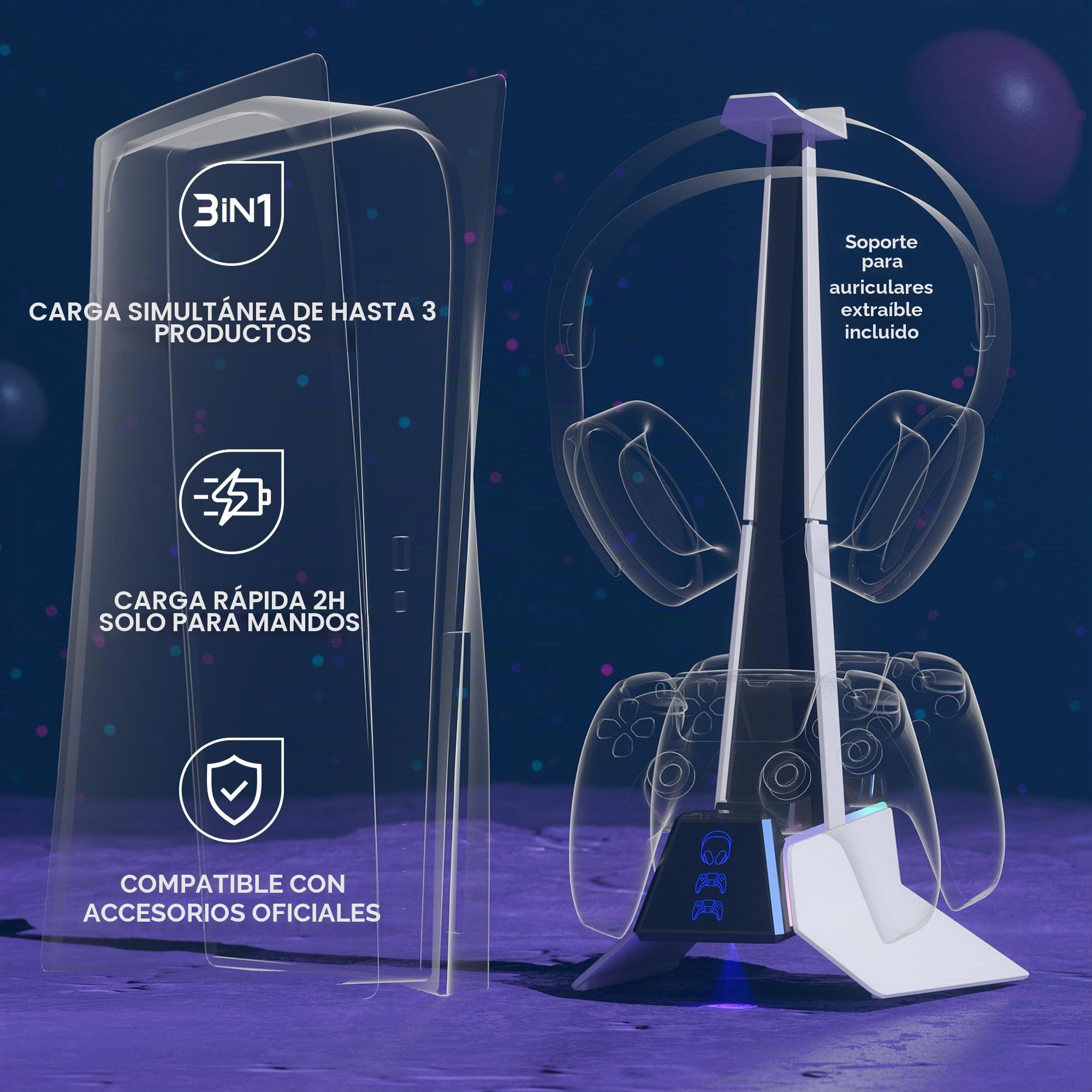 Station de Charge Rapide Oniverse pour PS5 Blanc et Noir