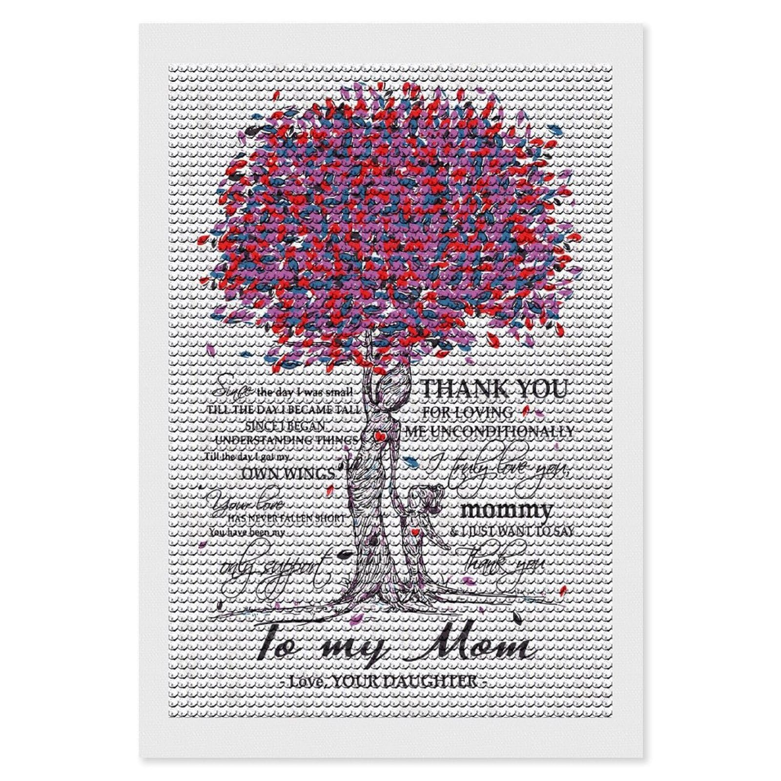 Junmoney to My Mom Love Daughter Full Drill Diamond Painting Kit 8"x12", Mindful Craft Activity, Bedroom Decor, for Adults, Gift Idea