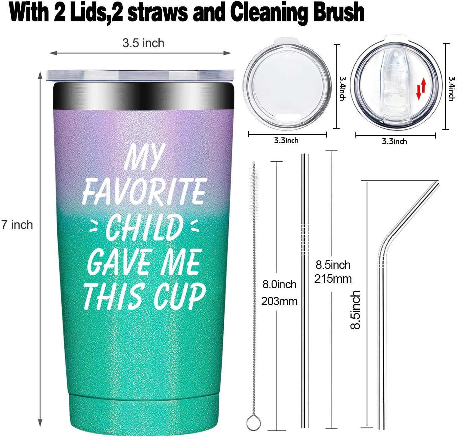 Flash Deals - 40% OFF My Favorite Child Gave Me This Cup, Mom Gifts from Daughter, Son, Kids - Mothers Day Gifts for Mom - Fathers Day Gift for Dad, Christmas Birthday Gifts Tumbler