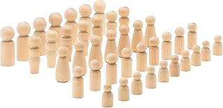 Woodpeckers Wood Peg People Set, 40 Piece Wood Peg Family (Peg People: Dad, Mom, Angel, Child, Baby) Unfinished Wooden Figurines for Crafting