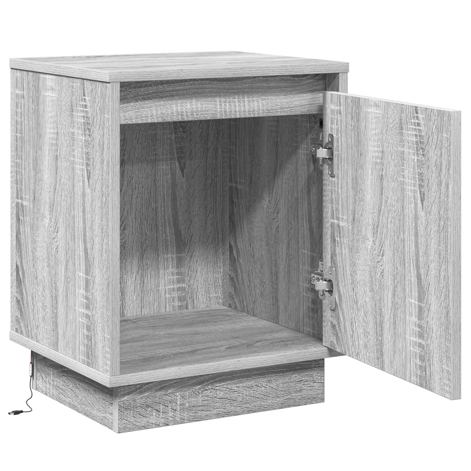Graues Sonoma Nachttischset mit zwei Schubladen, modernes Design für Schlafzimmer, robuster Holzwerkstoff, platzsparend 39x34,5x50 cm, stilvolle Aufbewahrung
