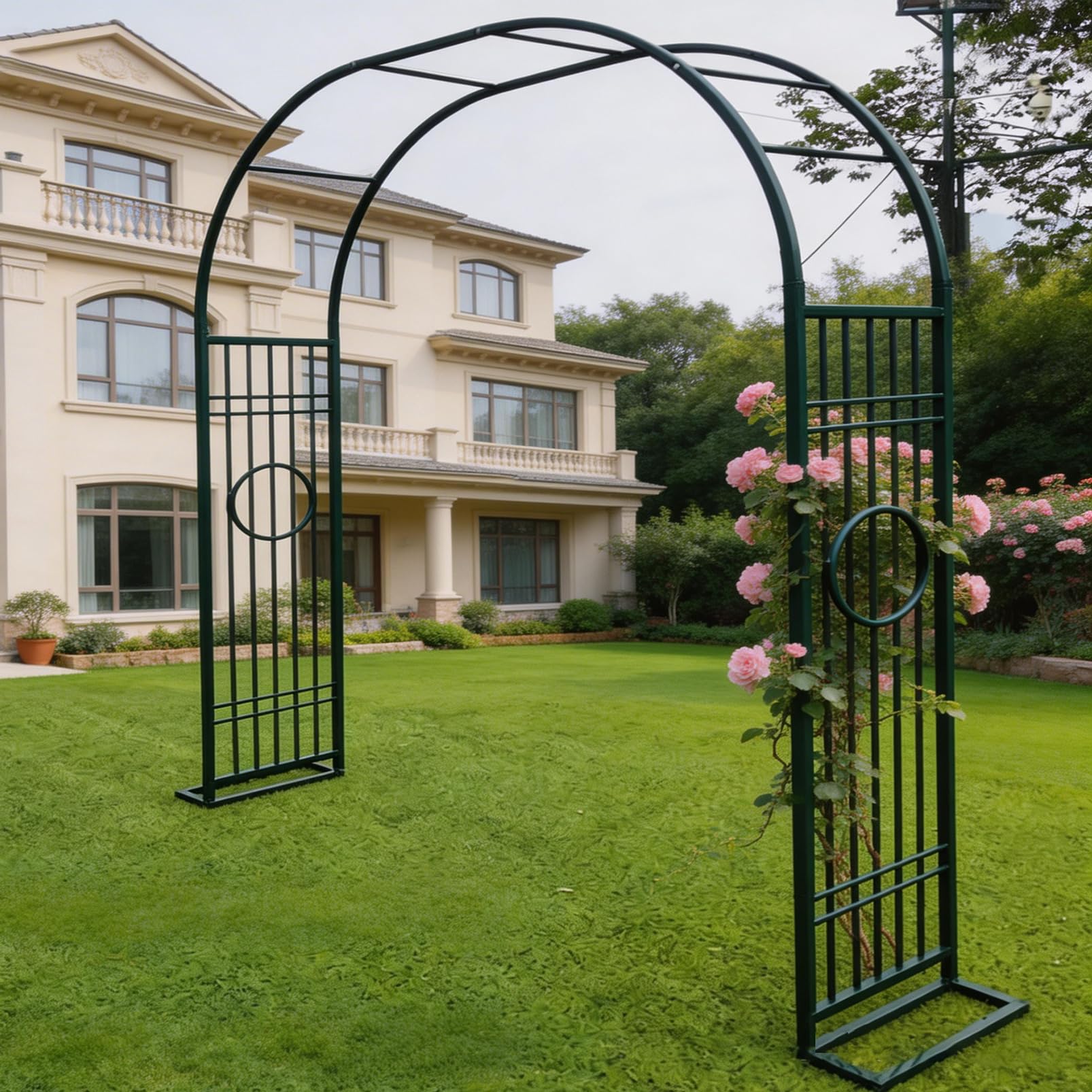 Errtsdb garden arches metal strong, strong metal garden arches for climbing plants,Easy Assembly, Weather Resistant, Dark Green/B/340x40x230cm