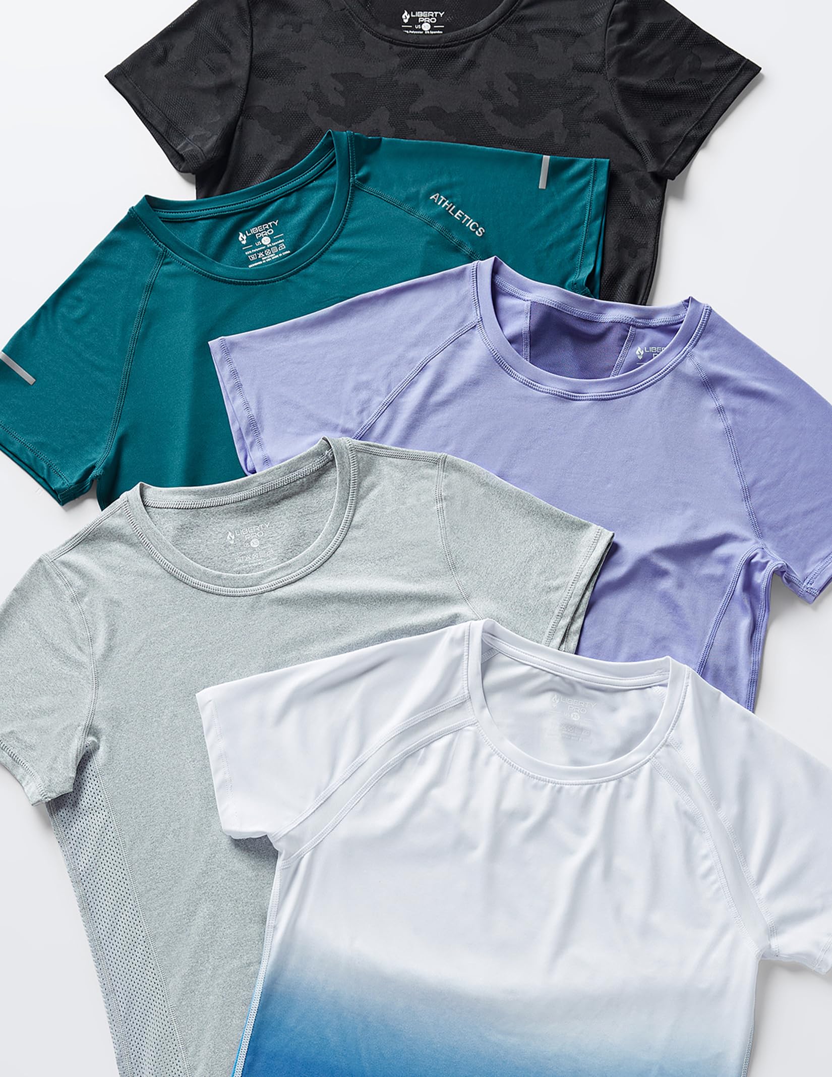 5er-Pack: Damen Dry Fit Kurzarm T-Shirts Athletic Workout Tee Tops für Gym Yoga Laufen