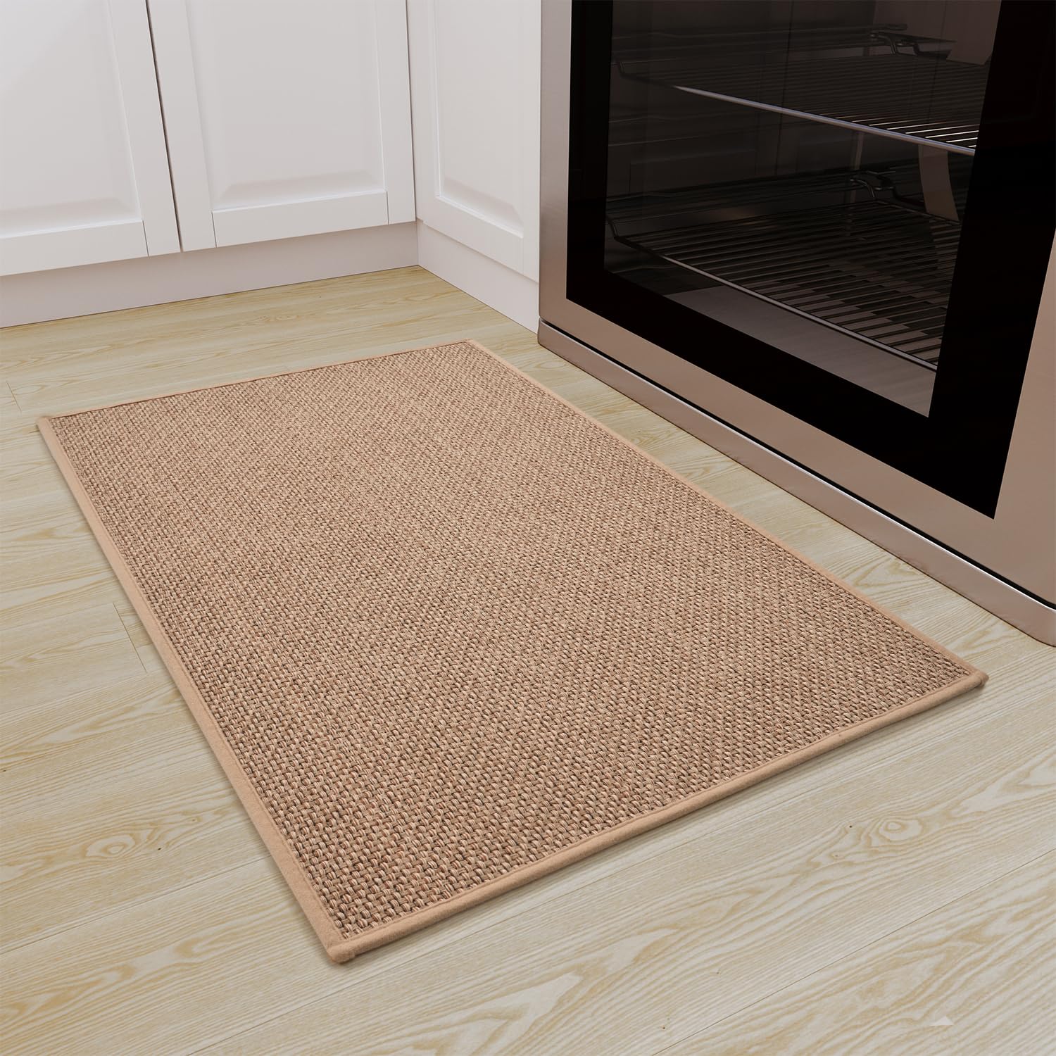 SIXHOME Juego de Alfombras de Cocina Antideslizantes Alfombras de Cocina Tapetes y Tapetes Modernos Lavables para Pasillo Comedor(Beige,50 * 80cm)