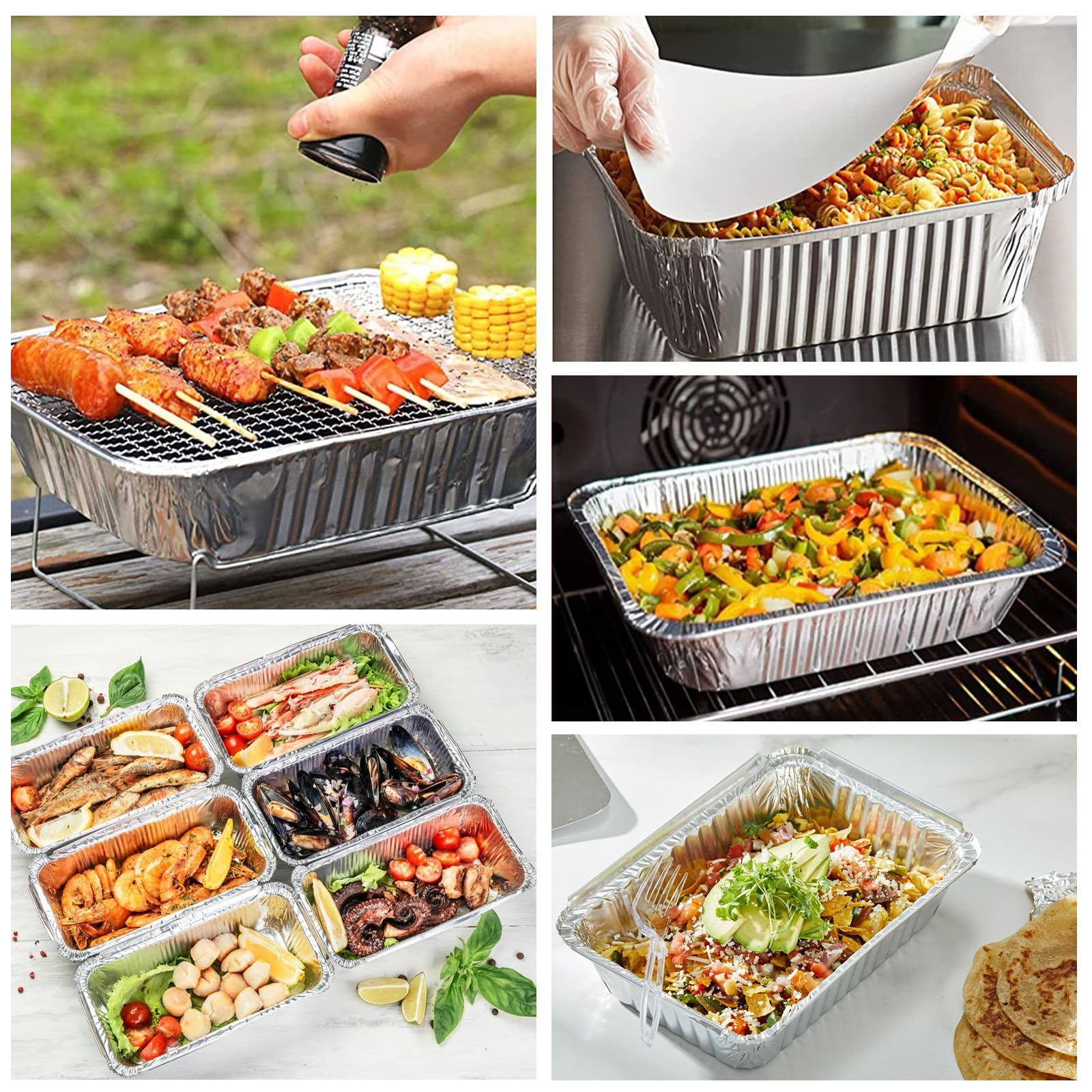 10 Piezas 2250ml Bandejas Aluminio Desechables con Tapa Bandeja Horno Papel de Aluminio Rectangular Bandejas de Aluminio Grandes para Hornear Asar Parrilla y Cocinar Alimentos (32x21x5cm)