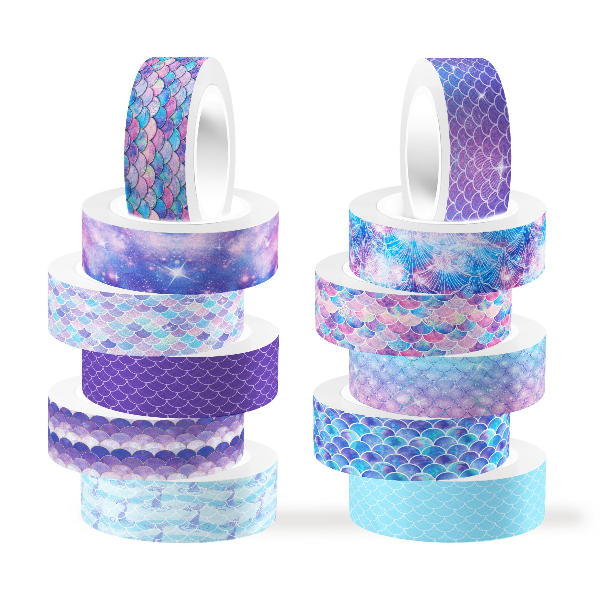Mermaid Washi Tape Set 12 Rolls Ocean Animal Washi Tape DIY Decorative Tape Suitable for scrapbooking decoration, art journaling accessories, craft projects and more : Office Products