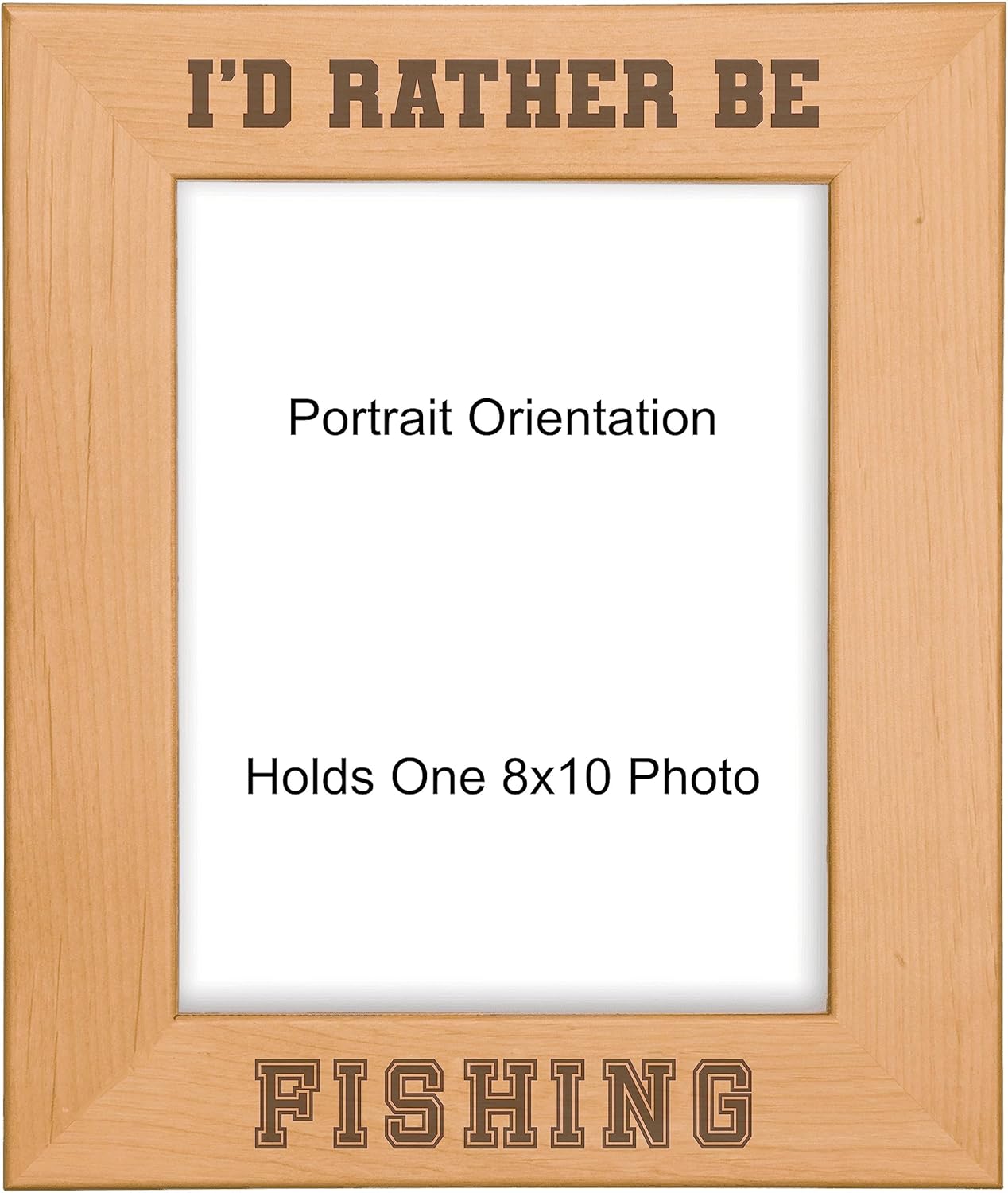 Fishing Gifts I'd Rather be Fishing Engraved Natural Wood Picture Frame (8x10 Portrait)
