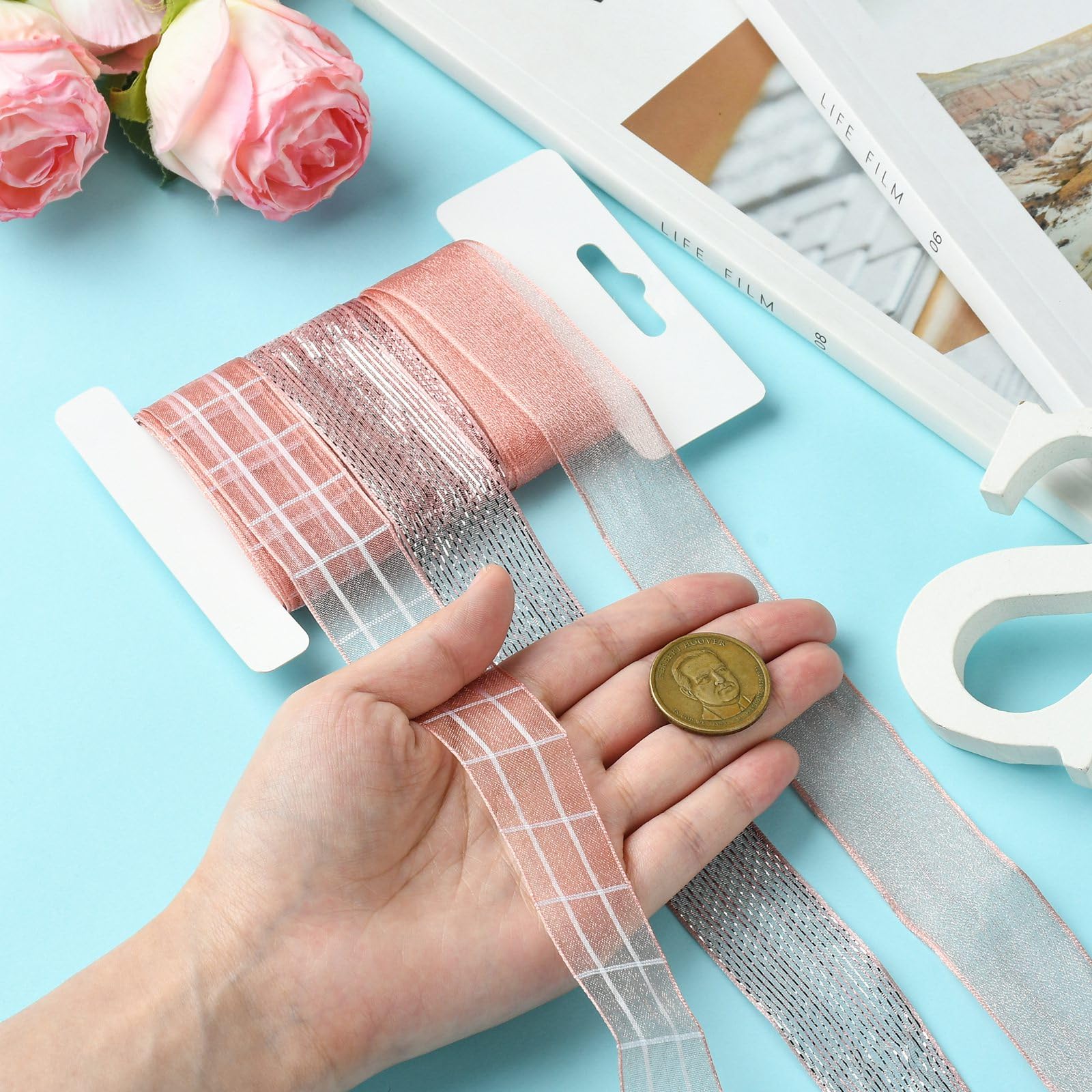 Nastro In Chiffon Blu Reale - 3 Stili, Larghezza 25 Mm, 9 Metri Totali, Per Regali, Matrimoni, Decorazioni Fai-da-te