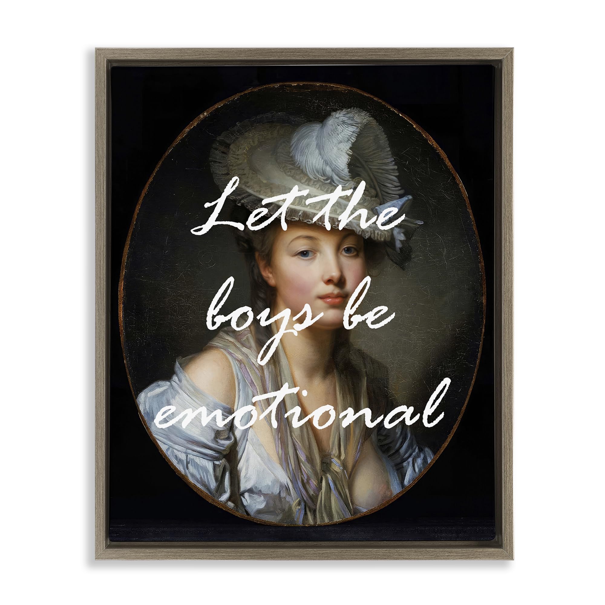 Stupell Industries 'Let The Boys Be Emotional', Floating Frame Canvas Art, Brown, 17 x 21 Inches, Easy to Hang and Sturdy, Made in USA, by Tina LeCour