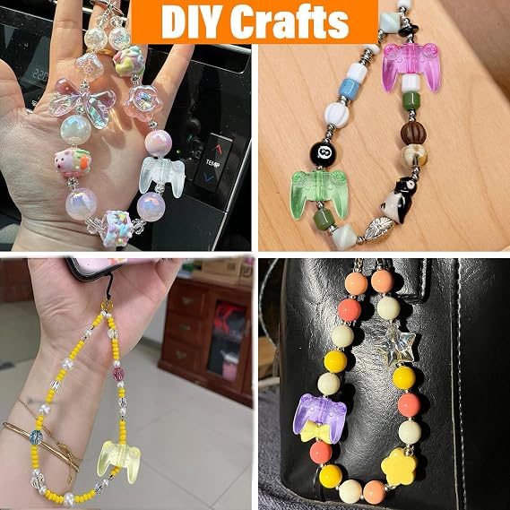 Ornazy 150 pcs Random Acrylic Game Controller Beads Transparent Colorful Video Game Beads for DIY Bracelet Necklace Jewelry Making