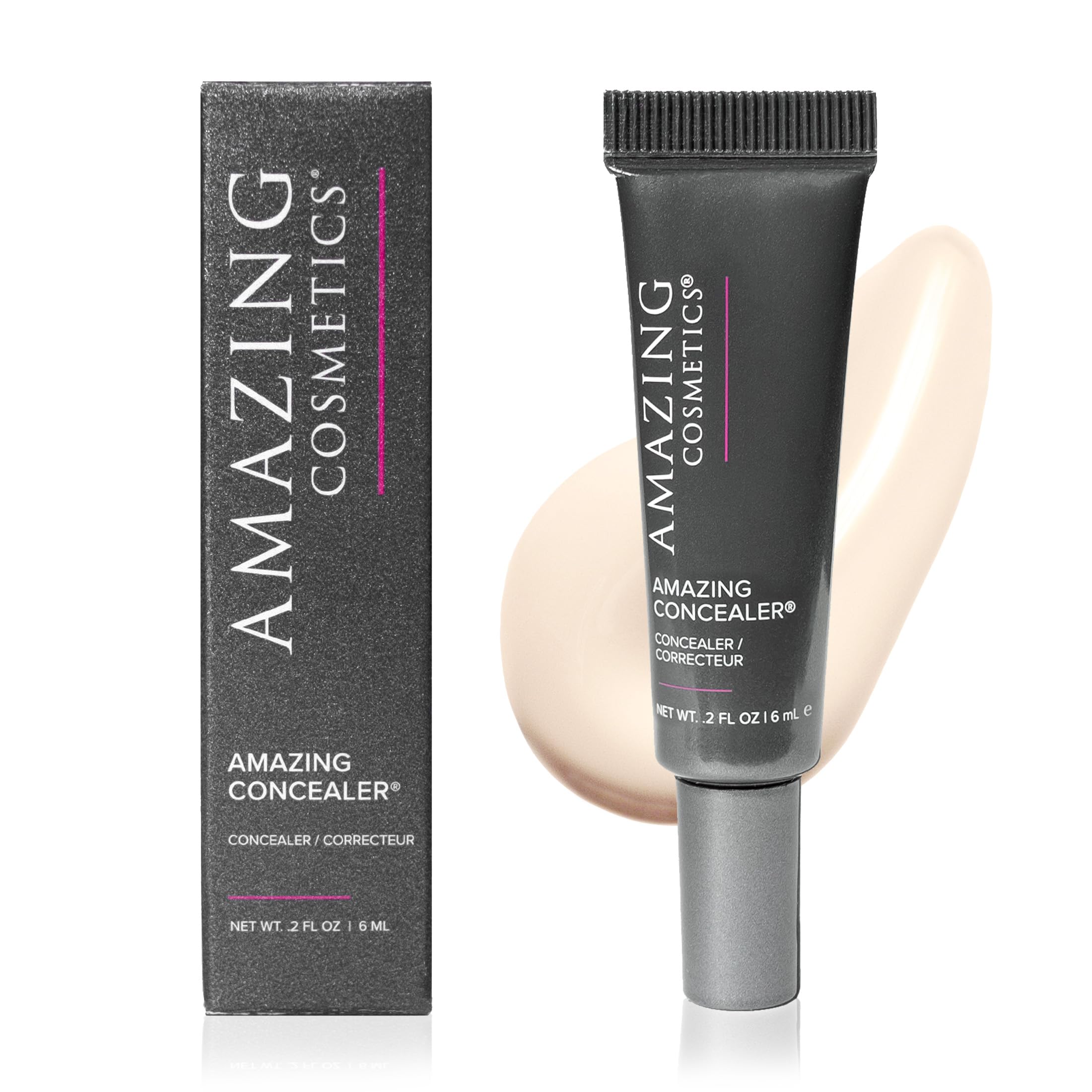 AmazingCosmetics AMAZINGCONCEALER, full coverage long wear concealer makeup for undereye dark circles, acne, blemishes and mature skin, color correcting shades, natural finish