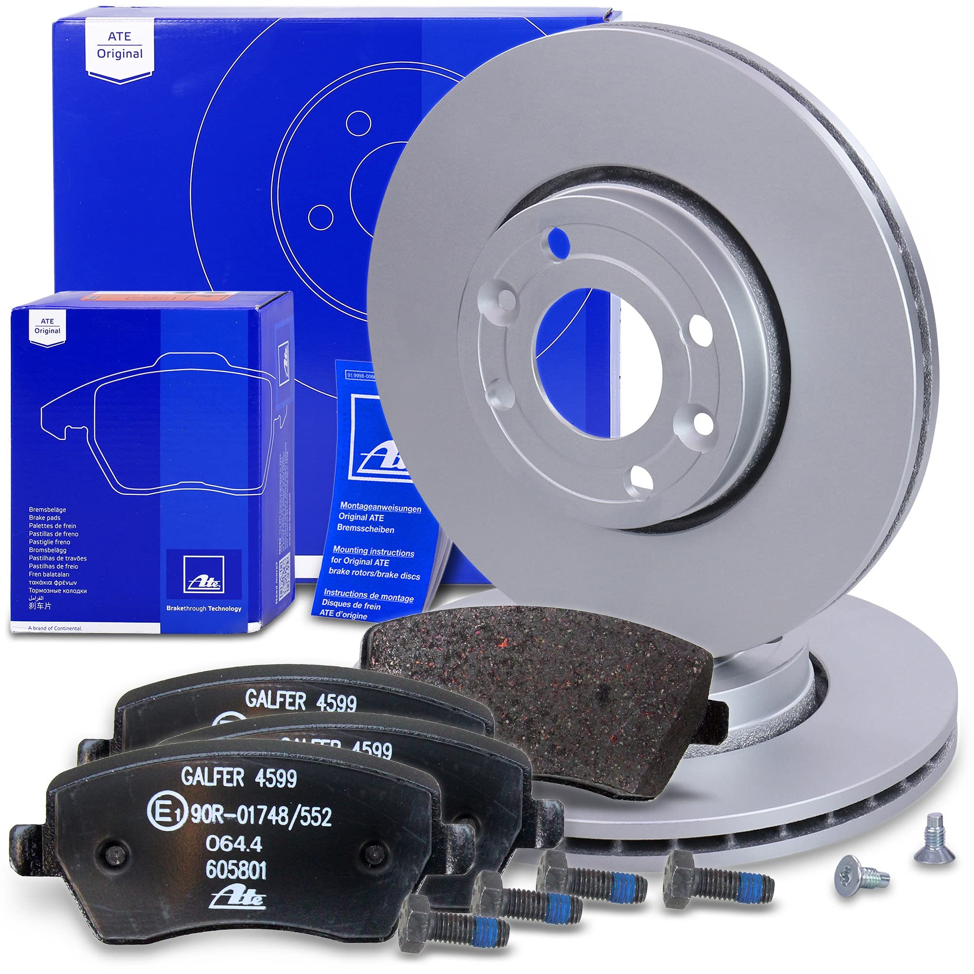ATE Bremsenset Vorderachse inkl. Bremsscheiben vorne Ø 260 mm belüftet und | Kompatibel mit: NISSAN MICRA C+C III, MICRA III