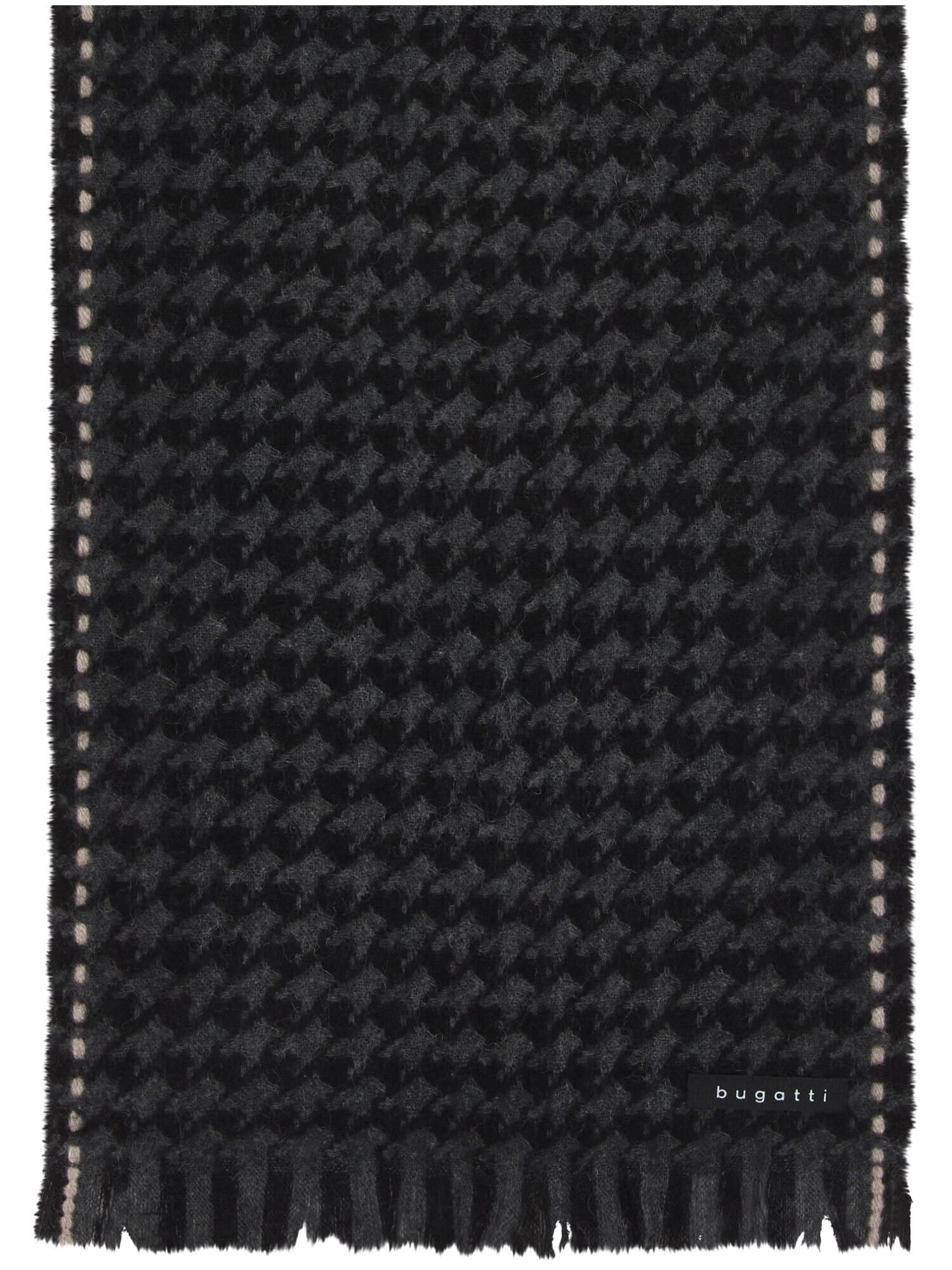 bugatti Sciarpa da uomo in lana, motivo a pied-de-poule, strisce a contrasto, 100% lana vergine, 25 x 180 cm