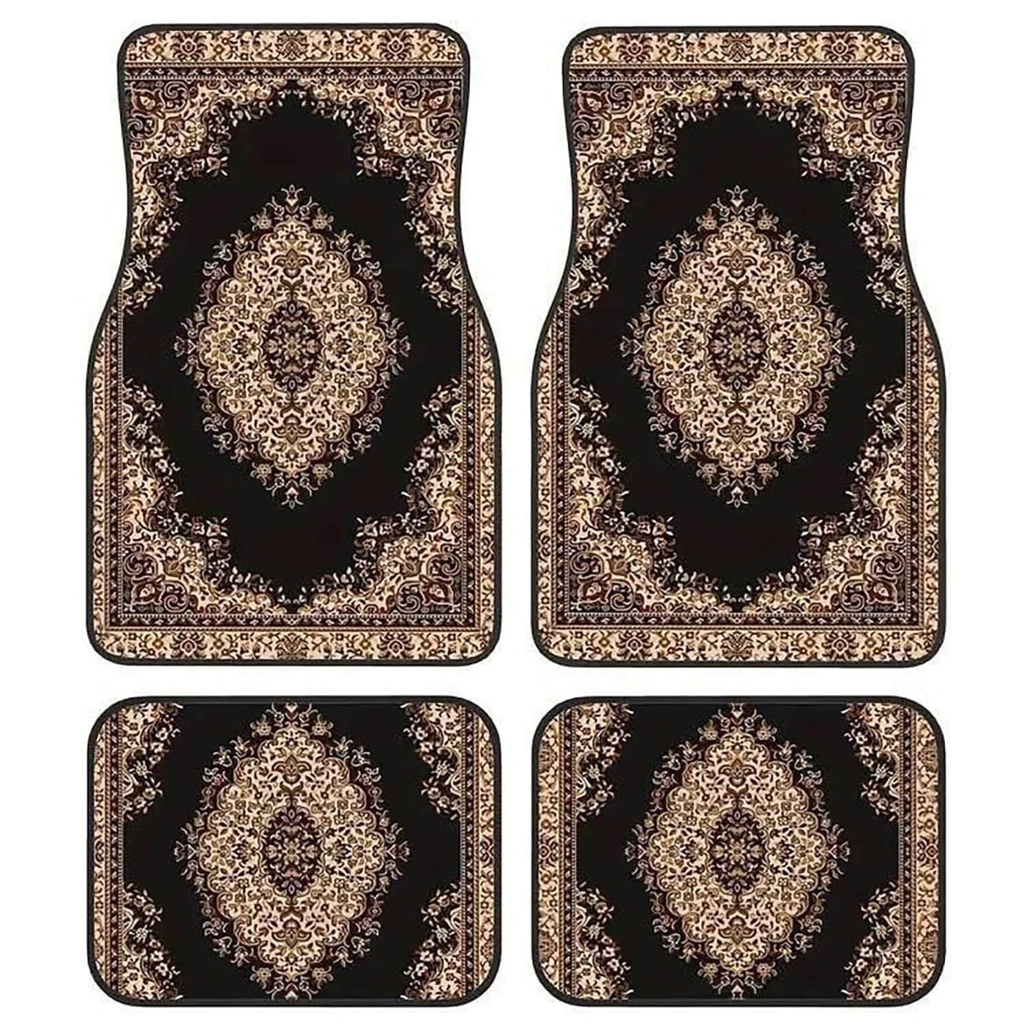 KMNBHTS Car Mats, for BMW 4er G22 G23 G24 2020-2025 Ornate Oriental Pattern Vintage Auto Carpets Anti Slip Waterproof All Weather Protection Liners