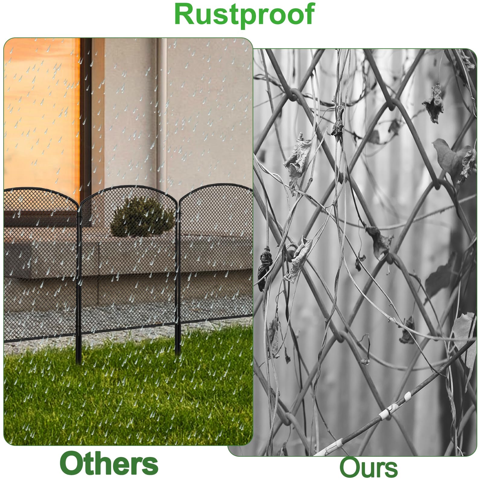 LIANTRAL Recinzione decorativa da giardino a rete, 10 pannelli, barriera per animali, barriera per cani, per esterni, per cortile, in filo metallico antiruggine, per piccoli animali conigli, 61 cm