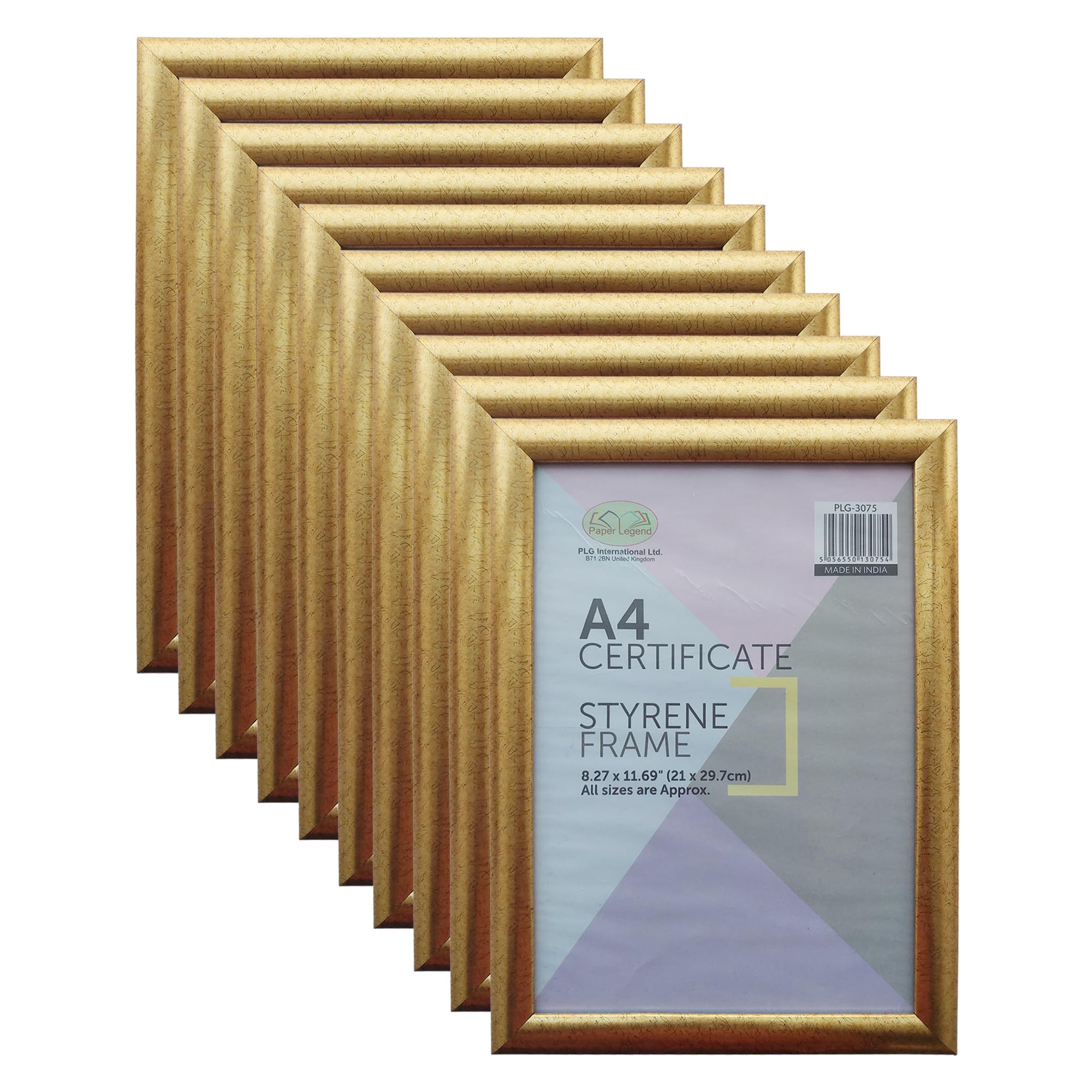 M1ss Gold (Set Of 10 - A4 Photo Frame Styrene Front A4 Size Picture Frames Certificate Wood Effect Posters Portrait Wall Mountable For Antique Wall Décor-Classic Design For Unique Décor Christmas