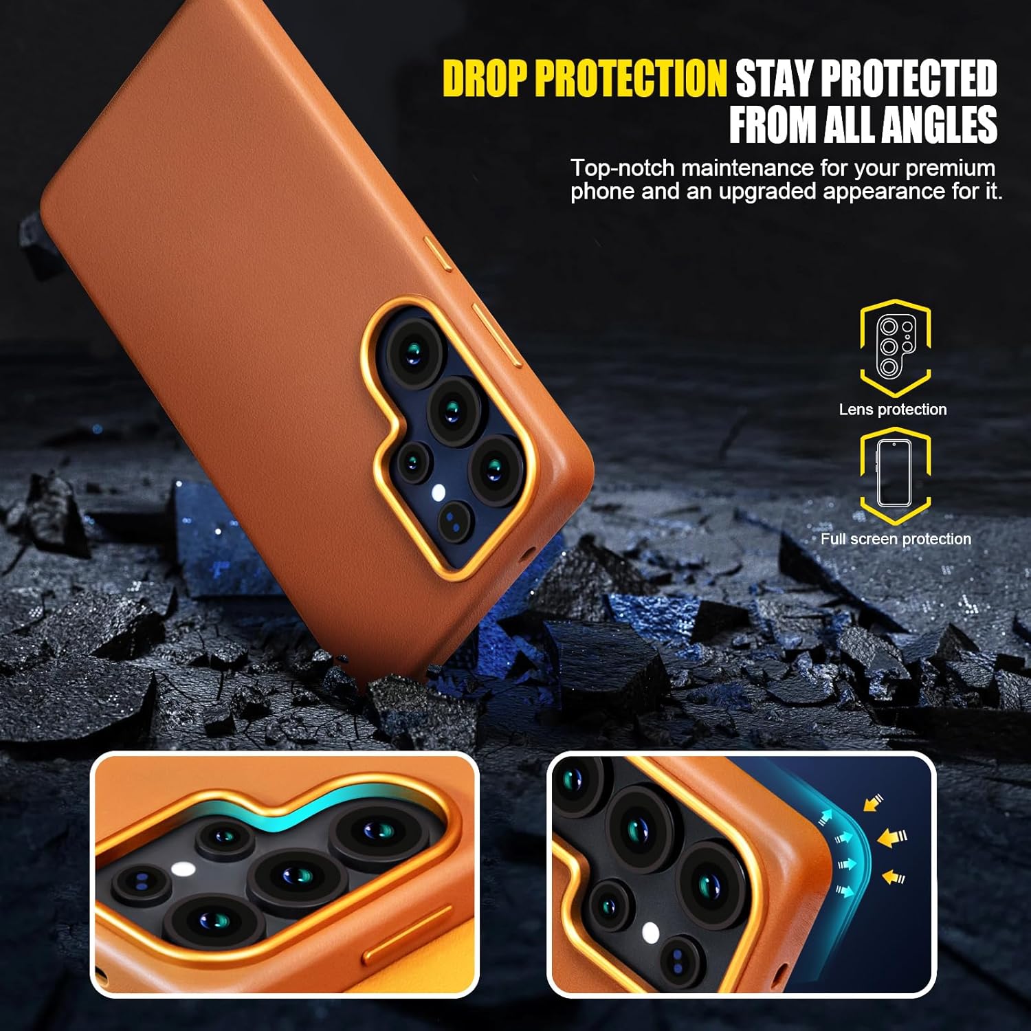 for Samsung Galaxy S26 Ultra Leather case Compatible with MagSafe for Professional Men Women Brown, Full Grain Leather, Wireless Charging, Metal Buttons Camera Bezel, Ultra-Thin fit
