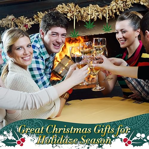 Miniatura 4 de Roowest 48 piezas de adornos de hojas de Navidad Happy Holidaze para decoración de plantas de acrílico de Navidad para decoración de árbol de