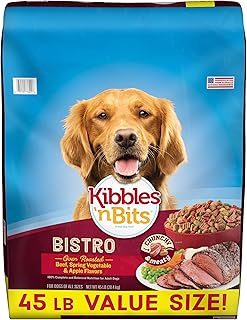 Kibbles 'n Bits Bistro Dry Dog Food, Oven Roasted Beef, Spring Vegetable & Apple Flavors for Adult Dogs, 45 lb. Bag