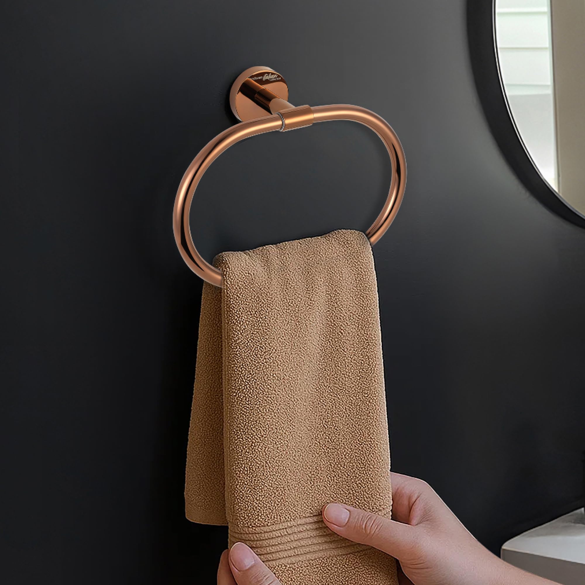 Hindware Italian Collection Towel Ring for Bathroom | PVD Coated Towel Ring for Wash Basin | Brass Wash Basin Ring Towel |Luxury Rose Gold Color Finish | Premium Bathroom Accessories Series-image-26